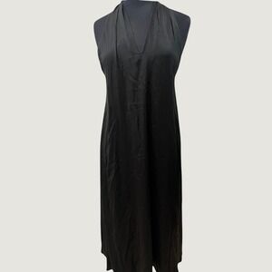 Anthropologie Black Halter V-Neck Midi Dress Adjustable Straps Dress RN 66170